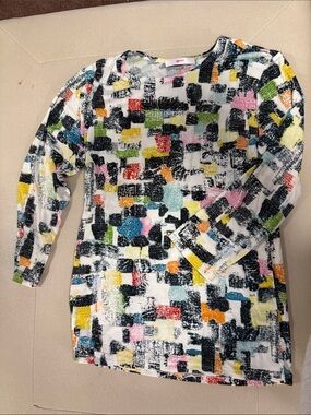 Leggiadro Multicolor Abstract Brushstroke Long Sleeve Tee